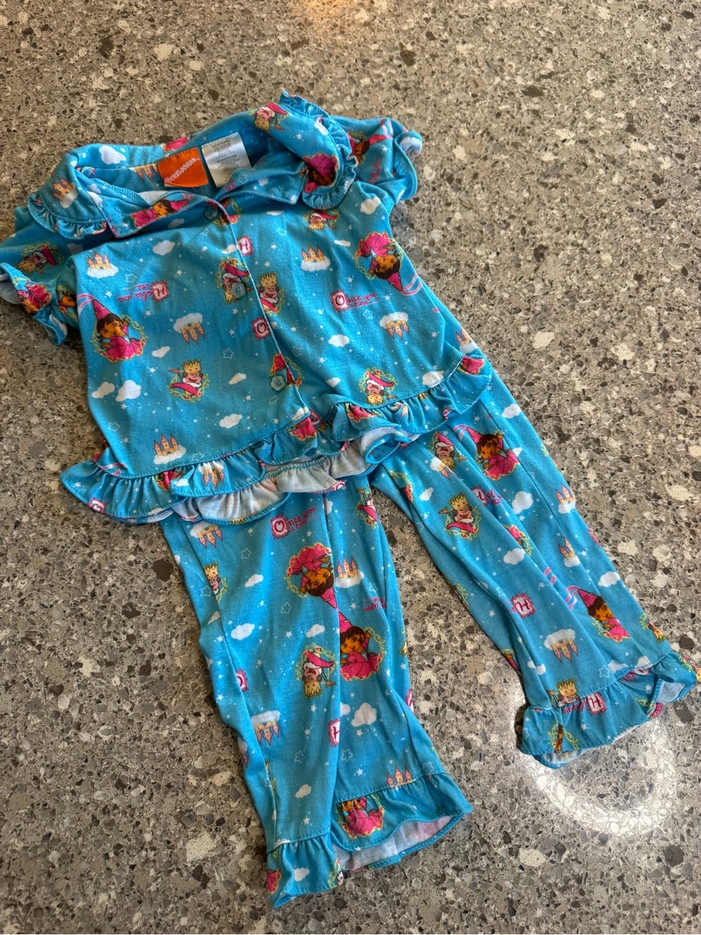 Y2K 2008 Nickelodeon Dora the Explorer 24M Princess Ruffle Pajama Set